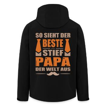 So sieht der beste Stiefpapa der Welt aus - Recycelte Männer Softshell-Jacke von Stanley/Stella - Schwarz - Hinten - AI Model Male 185 light (185cm)