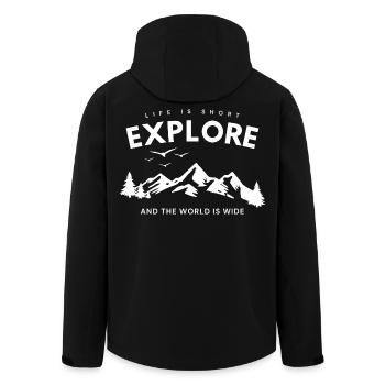 Explorer la citation d’aventure - Veste softshell homme en polyester recyclé Stanley/Stella - noir - Dos - AI Model Male 185 light (185cm)