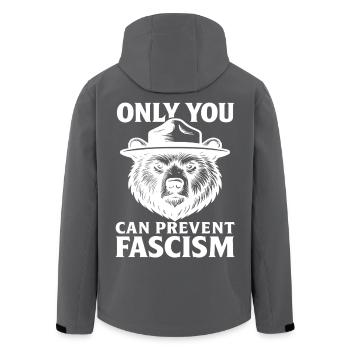 Vous seul pouvez empêcher la déclaration du fascisme - Veste softshell homme en polyester recyclé Stanley/Stella - charbon - Dos - AI Model Male 185 light (185cm)