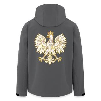 Pologne Polska Aigle drapeau drapeau Cadeau doré - Veste softshell homme en polyester recyclé Stanley/Stella - noir - Dos - AI Model Male 185 light (185cm)
