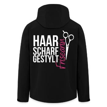 Haarscharf gestylt - Frisearin, Friseurin - Recycelte Männer Softshell-Jacke von Stanley/Stella - Schwarz - Hinten - AI Model Male 185 light (185cm)
