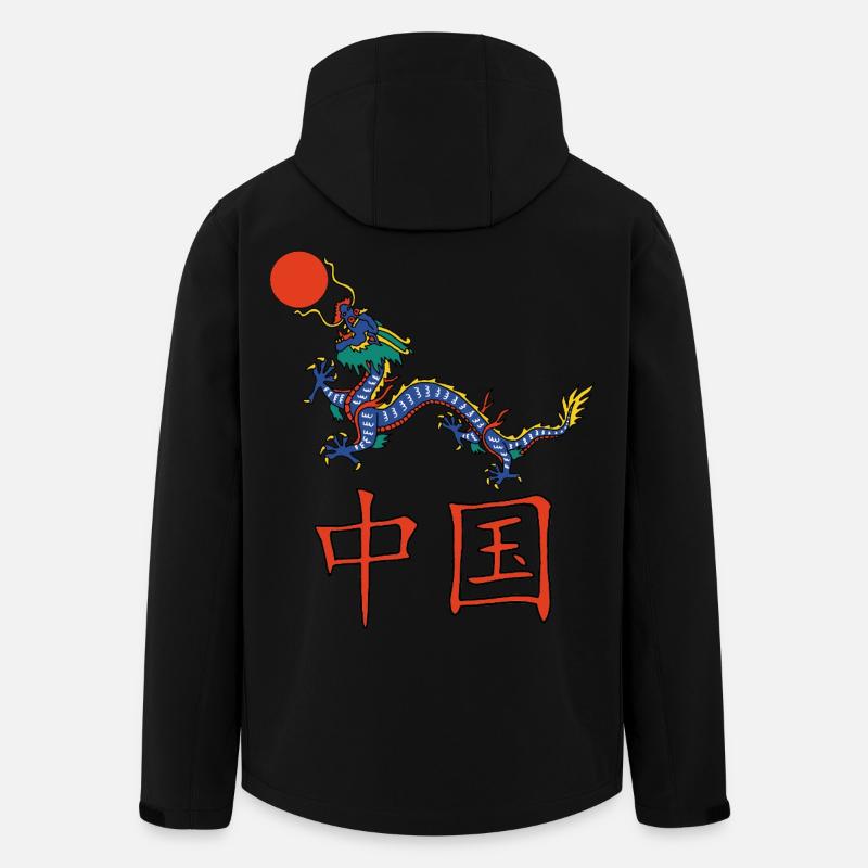 Dragon bleu de Chine - Veste softshell homme en polyester recyclé Stanley/Stella - noir