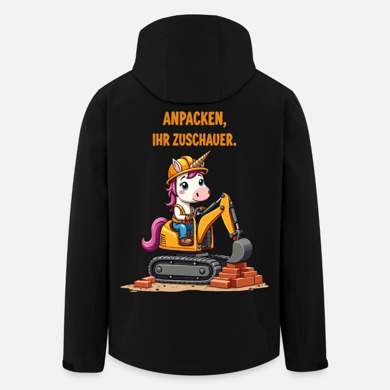 Einhorn Baggermeister - Recycelte Männer Softshell-Jacke von Stanley/Stella - Schwarz