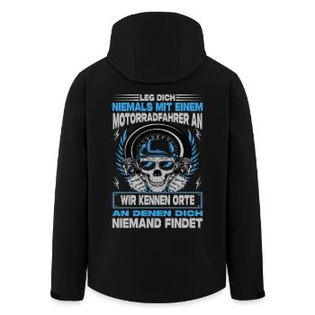 Motorrad Geschenk Biker Spruch Orte Niemand Findet - Recycelte Männer Softshell-Jacke von Stanley/Stella - Schwarz - Hinten - AI Model Male 185 light (185cm)