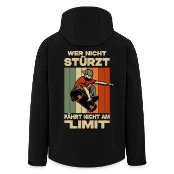Skateboard Geschenk Wer Nicht Stürzt Spruch Skater - Recycelte Männer Softshell-Jacke von Stanley/Stella - Schwarz - Hinten - AI Model Male 185 light (185cm)