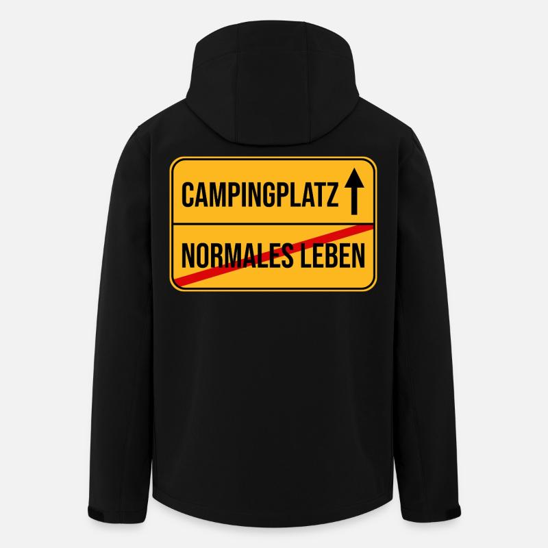 Campingplatz Warnhinweis Design - Recycelte Männer Softshell-Jacke von Stanley/Stella - Schwarz