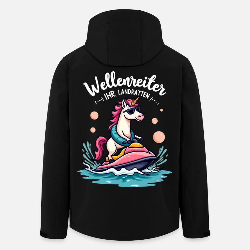 Pinker Einhorn Wellenreiter - Recycelte Männer Softshell-Jacke von Stanley/Stella - Schwarz