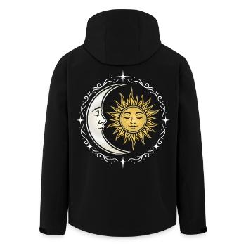Sun and Moon - Spiritual Symbol - Men’s Recycled Softshell Jacket by Stanley/Stella - black - Back - AI Model Male 185 light (185cm)