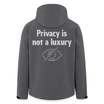 La vie privée n’est pas le luxe - La meilleure déclaration en matière de confidentialité - Veste softshell homme en polyester recyclé Stanley/Stella - noir - Dos - AI Model Male 185 light (185cm)