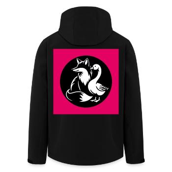 Fuchs und Gans in Freundschaft - Recycelte Männer Softshell-Jacke von Stanley/Stella - Schwarz - Hinten - AI Model Male 185 light (185cm)