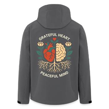 Grateful Heart Peaceful Mind Mindfulness Zen - Men’s Recycled Softshell Jacket by Stanley/Stella - black - Back - AI Model Male 185 light (185cm)
