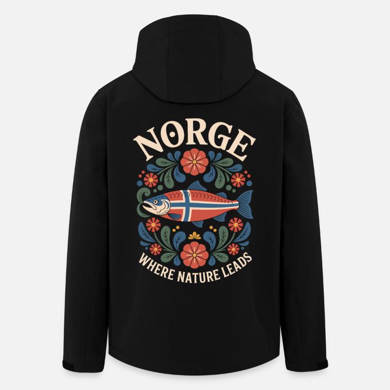 Norge Norwegen Lachs Folk Art Tradition Rosemaling - Recycelte Männer Softshell-Jacke von Stanley/Stella - Schwarz
