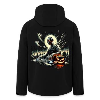 Halloween DJ Skull with Pumpkin - Men’s Recycled Softshell Jacket by Stanley/Stella - black - Back - AI Model Male 185 light (185cm)