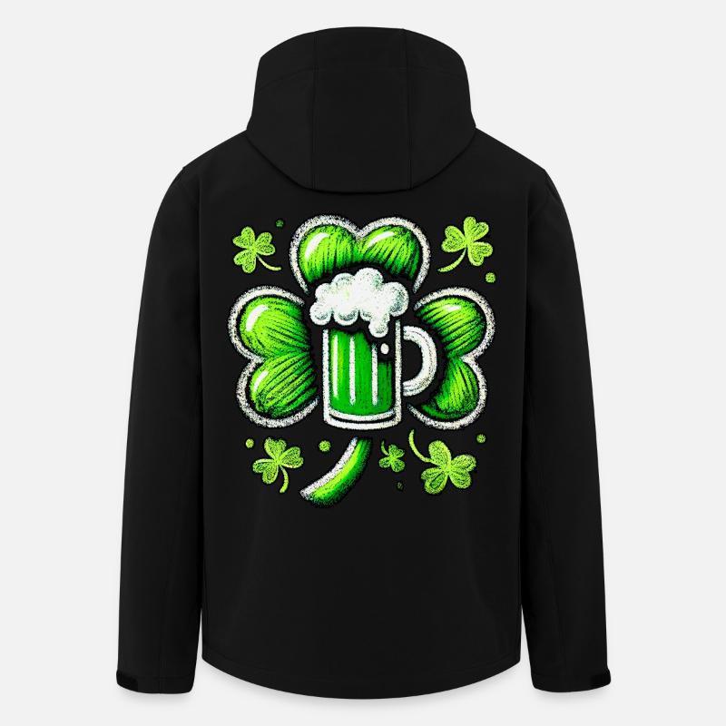Grünes Pastell St. Patrick's Bier Design - Recycelte Männer Softshell-Jacke von Stanley/Stella - Schwarz