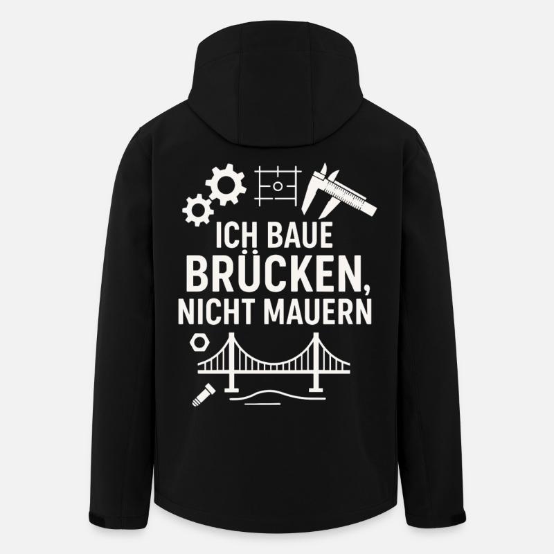 Ich baue Brücken, nicht Mauern!!! - Recycelte Männer Softshell-Jacke von Stanley/Stella - Schwarz