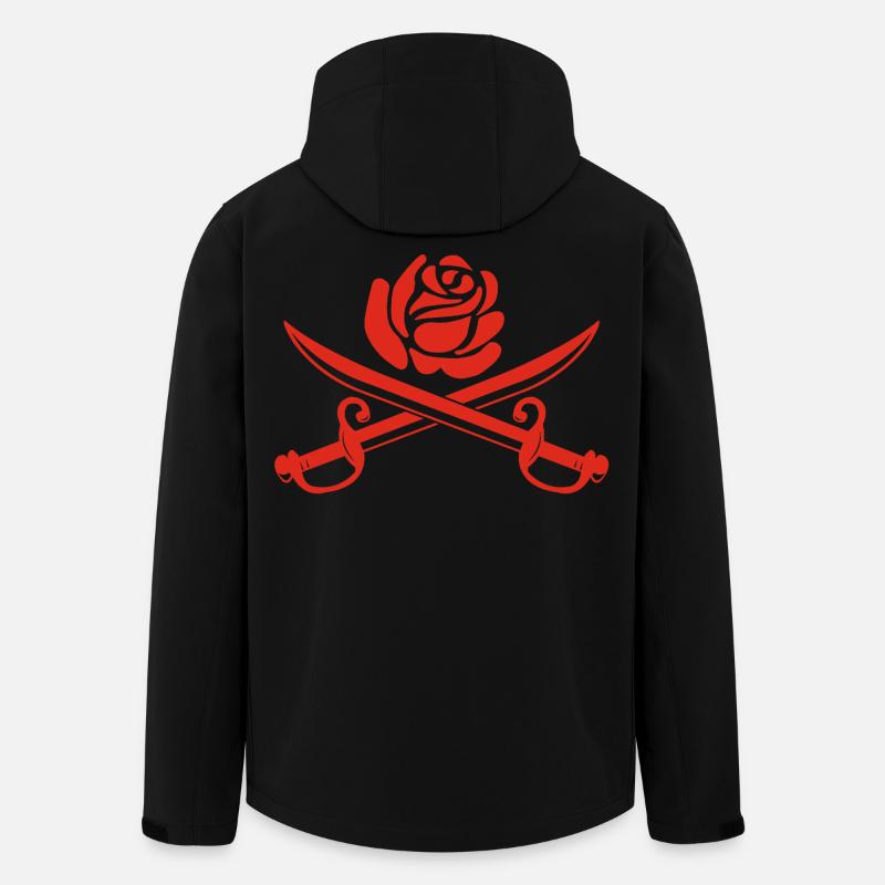Rose rouge et épées croisées - Veste softshell homme en polyester recyclé Stanley/Stella - noir