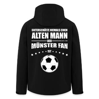Alter Mann - Münster Fan | Retro Vintage Design - Recycelte Männer Softshell-Jacke von Stanley/Stella - Schwarz - Hinten - AI Model Male 185 light (185cm)