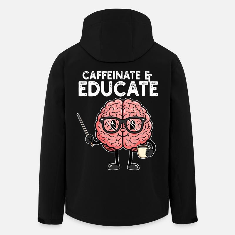 CAFÉINER ET ÉDUQUER - CADEAU ENSEIGNANT - Veste softshell homme en polyester recyclé Stanley/Stella - noir
