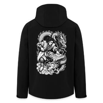 Samurai Shirt: Dragons Dancing Through Party Night - Men’s Recycled Softshell Jacket by Stanley/Stella - black - Back - AI Model Male 185 light (185cm)