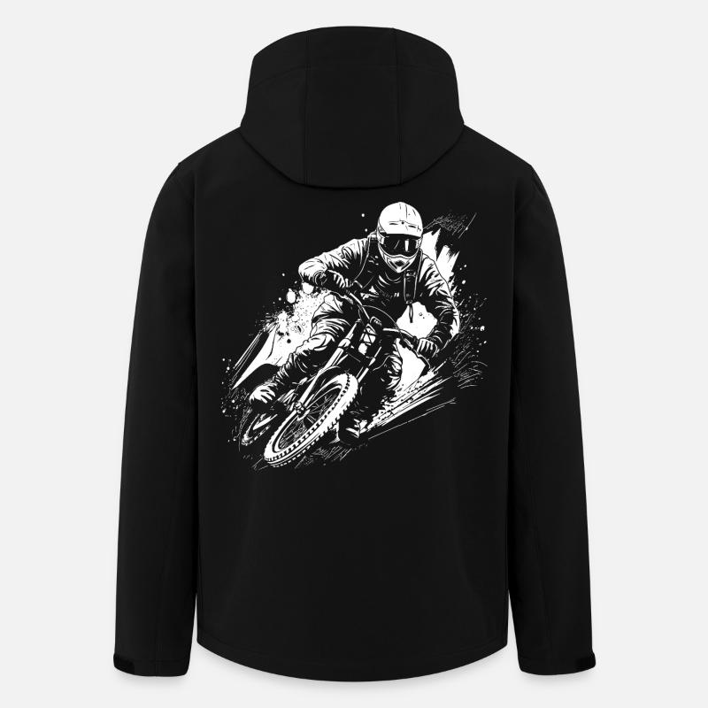 Dessin de motard BMX - Veste softshell homme en polyester recyclé Stanley/Stella - noir