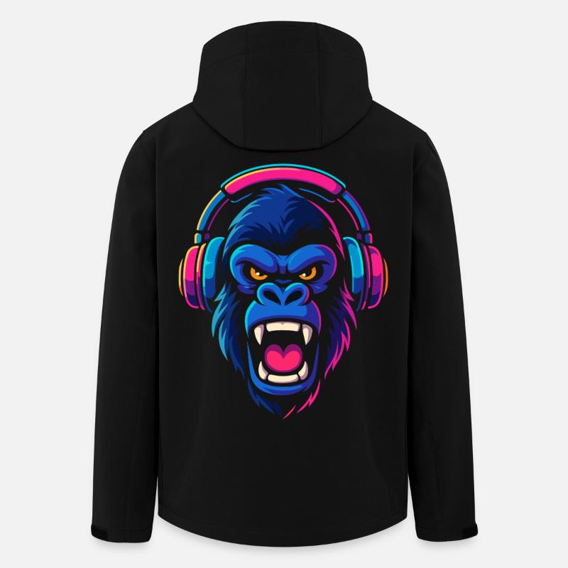 Neon Gorilla mit Kopfhörern - Recycelte Männer Softshell-Jacke von Stanley/Stella - Schwarz
