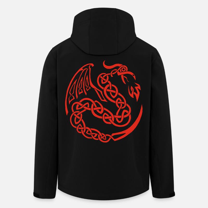 Dragon celte rouge - Veste softshell homme en polyester recyclé Stanley/Stella - noir