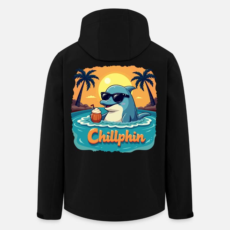Chillphin – Entspann dich wie ein Delfin - Recycelte Männer Softshell-Jacke von Stanley/Stella - Schwarz