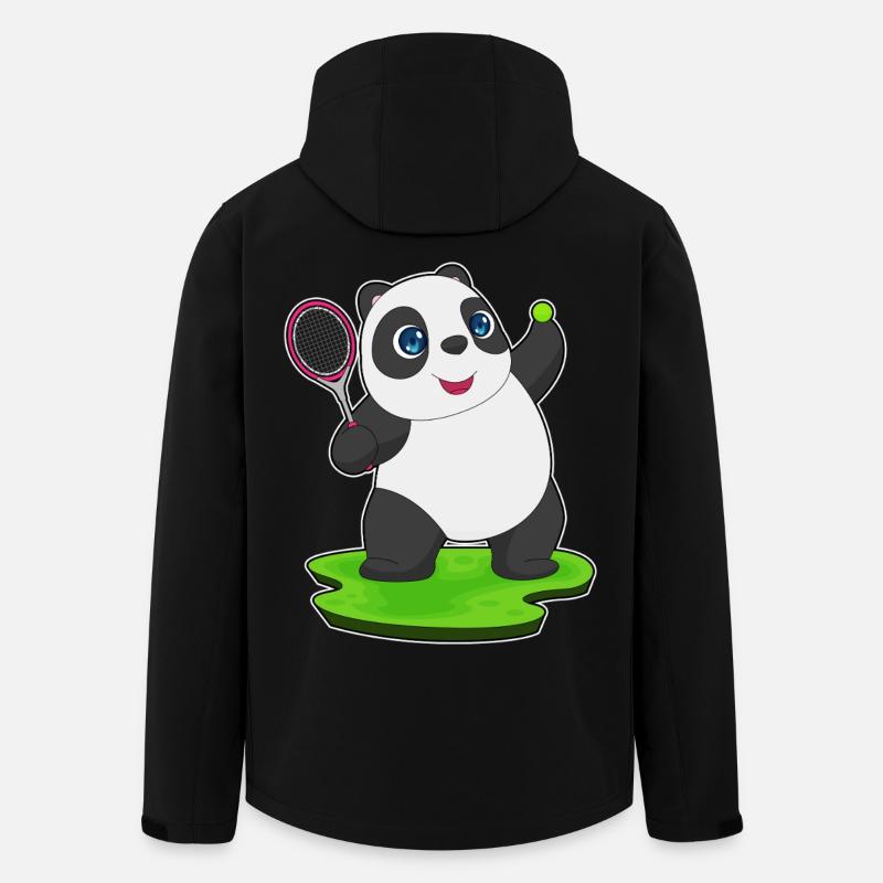 Panda Tennis Racket - Men’s Recycled Softshell Jacket by Stanley/Stella - black