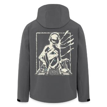 Futuristic DJ with Glitch Effects. - Men’s Recycled Softshell Jacket by Stanley/Stella - black - Back - AI Model Male 185 light (185cm)