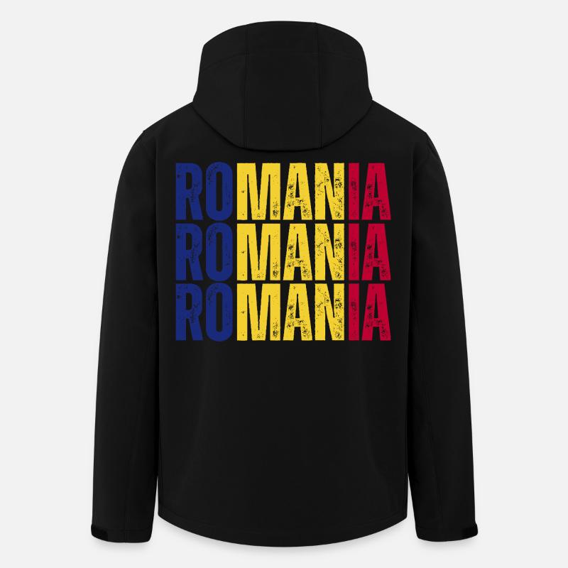 Drapeau roumain, j’adore la Roumanie - Veste softshell homme en polyester recyclé Stanley/Stella - noir