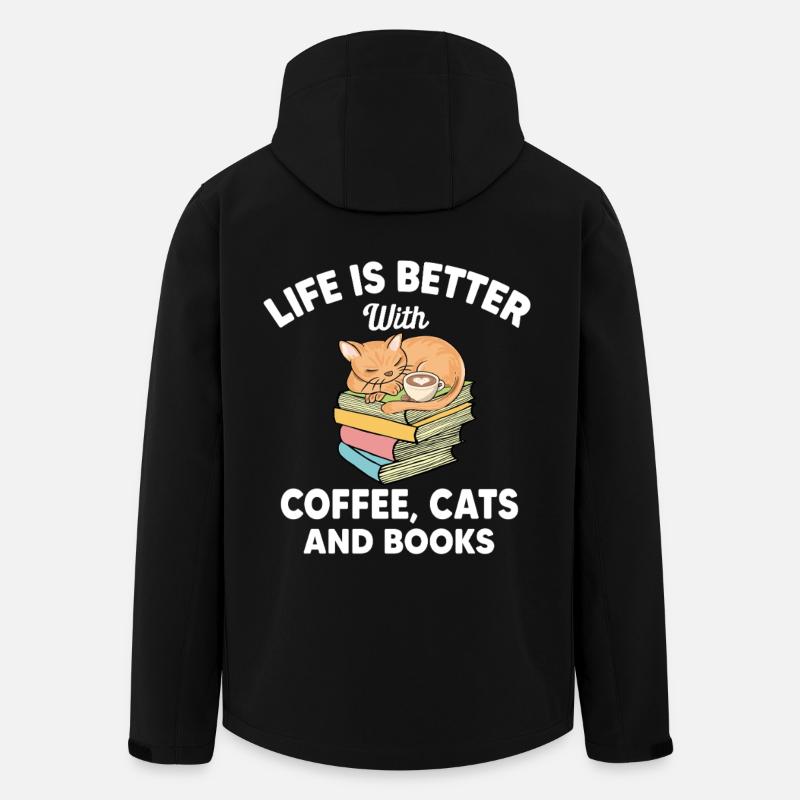 Katze, Bücher & Kaffee Unisex T-Shirt - Recycelte Männer Softshell-Jacke von Stanley/Stella - Schwarz