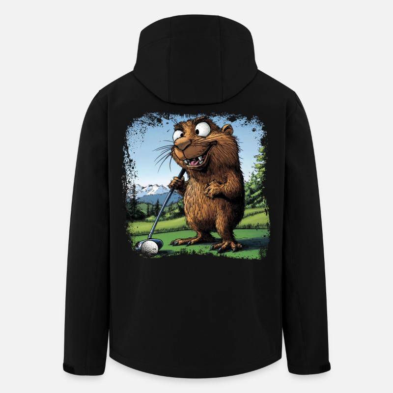Golfspieler Murmeltier - Recycelte Männer Softshell-Jacke von Stanley/Stella - Schwarz
