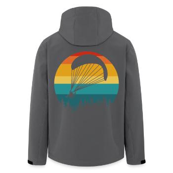 Paraglider Retro Landscape - Men’s Recycled Softshell Jacket by Stanley/Stella - black - Back - AI Model Male 185 light (185cm)