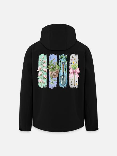 Gartenliebe Naturfreund Floral Motif - Men’s Recycled Softshell Jacket by Stanley/Stella - black