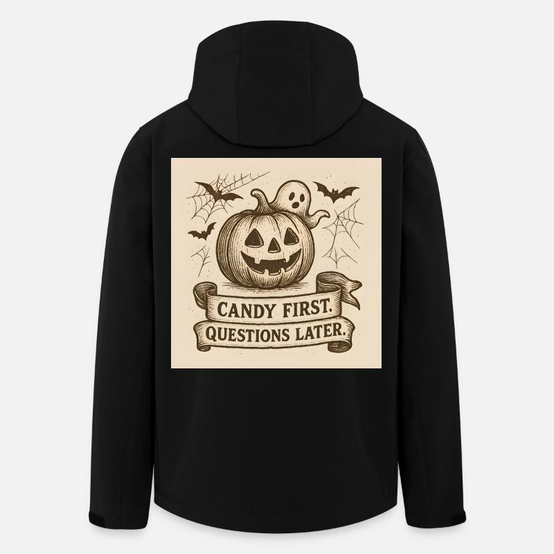 Halloween pumpkin with ghost and banner - Men’s Recycled Softshell Jacket by Stanley/Stella - black