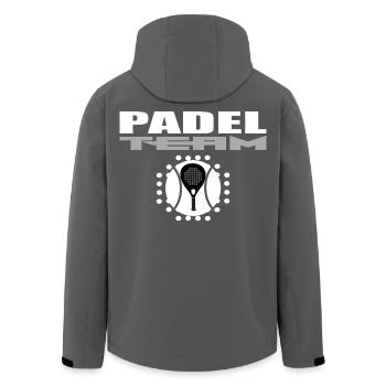 Padelschläger-Design mit modernem Stil - Recycelte Männer Softshell-Jacke von Stanley/Stella - Schwarz - Hinten - AI Model Male 185 light (185cm)