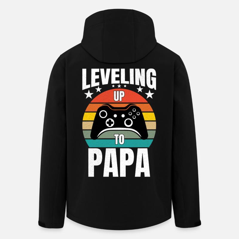  Leveling Up To papa  - Recycelte Männer Softshell-Jacke von Stanley/Stella - Schwarz