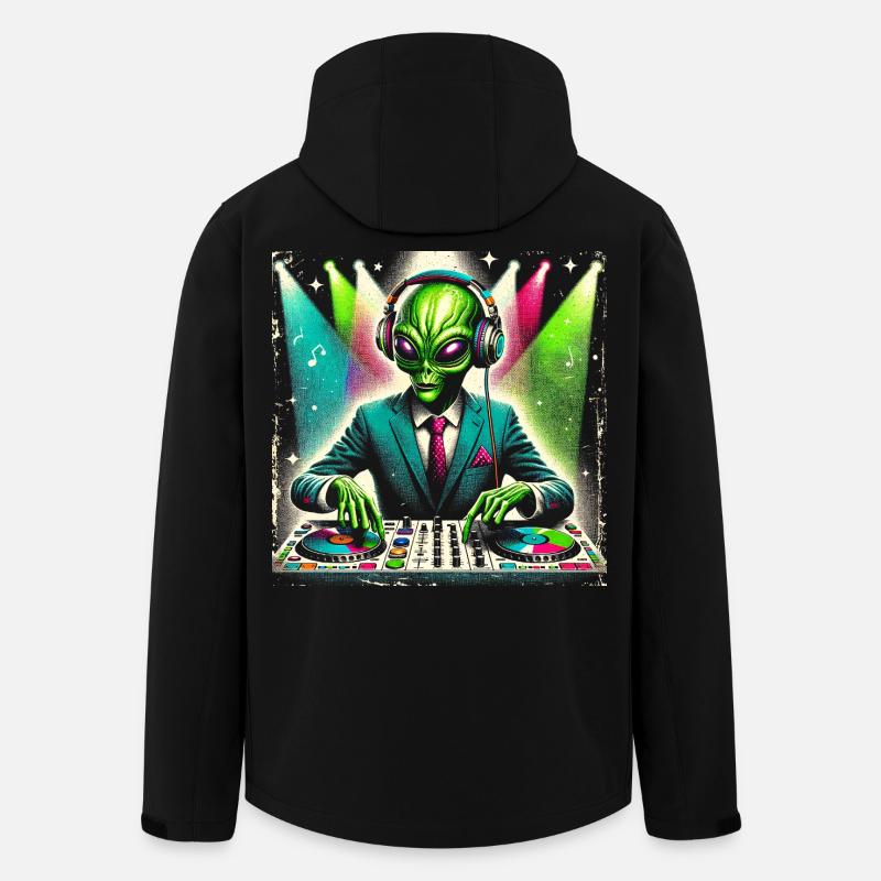 Cosmic Alien DJ Illustration - Men’s Recycled Softshell Jacket by Stanley/Stella - black