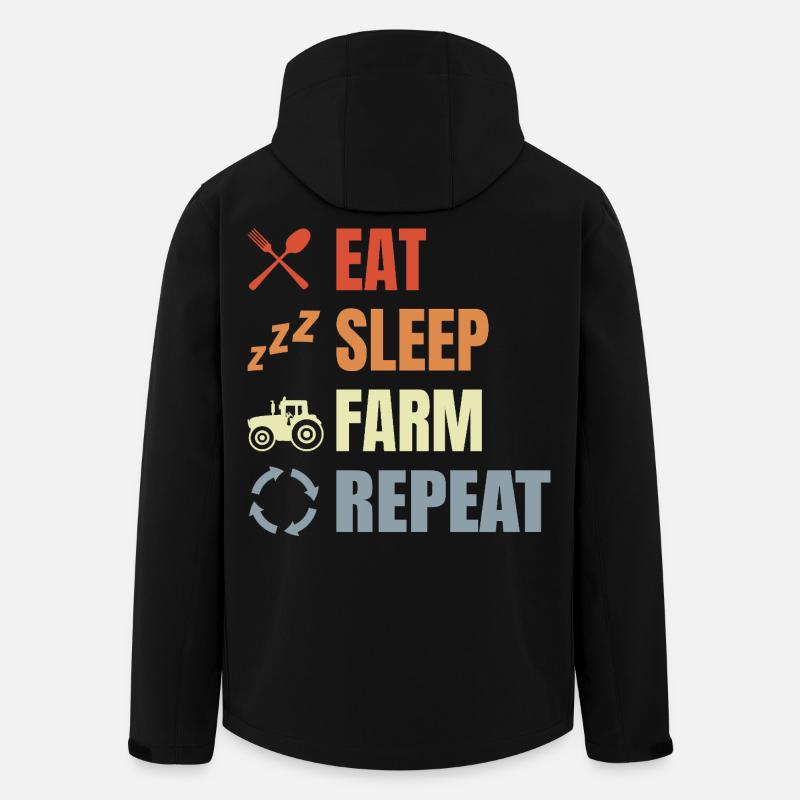 Eat Sleep Farm Repeat - Men’s Recycled Softshell Jacket by Stanley/Stella - black