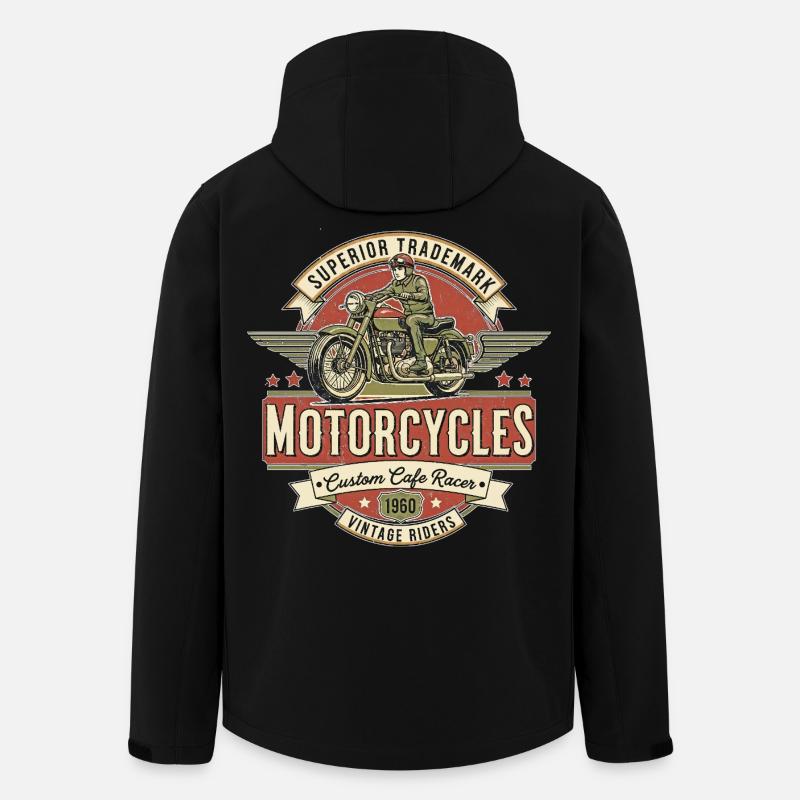 Vintage Motorrad Design mit Rider-Logo - Recycelte Männer Softshell-Jacke von Stanley/Stella - Schwarz