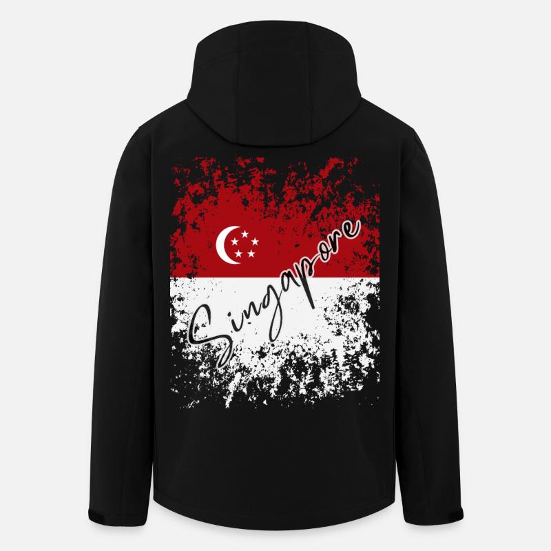 Grunge Drapeau de Singapour, j’aime Singapour - Veste softshell homme en polyester recyclé Stanley/Stella - noir