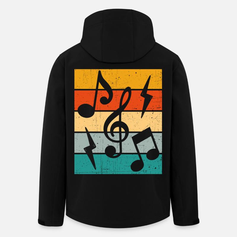 Music Notes Retro - Men’s Recycled Softshell Jacket by Stanley/Stella - black