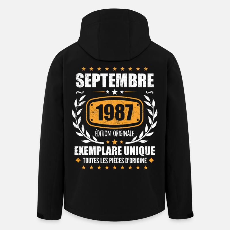 September 1987 Unikat - September 1987 - Recycelte Männer Softshell-Jacke von Stanley/Stella - Schwarz