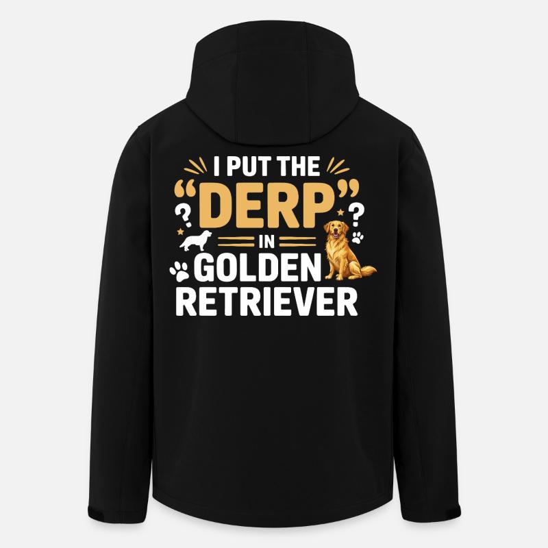 drôle Golden retriever Derp chien design - Veste softshell homme en polyester recyclé Stanley/Stella - noir