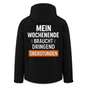 Lustiger Wochenende Spruch - Recycelte Männer Softshell-Jacke von Stanley/Stella - Schwarz - Hinten - AI Model Male 185 light (185cm)