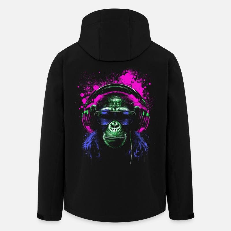 Schimpanse Psychedelischer Musiker - Recycelte Männer Softshell-Jacke von Stanley/Stella - Schwarz