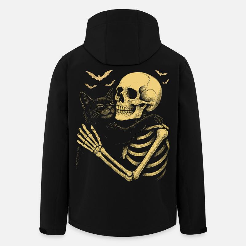Halloween Cute Skeleton Cuddly Cat - Men’s Recycled Softshell Jacket by Stanley/Stella - black