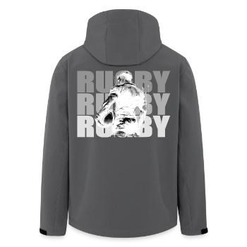 Joueur de rugby à la silhouette contrastée - Veste softshell homme en polyester recyclé Stanley/Stella - noir - Dos - AI Model Male 185 light (185cm)