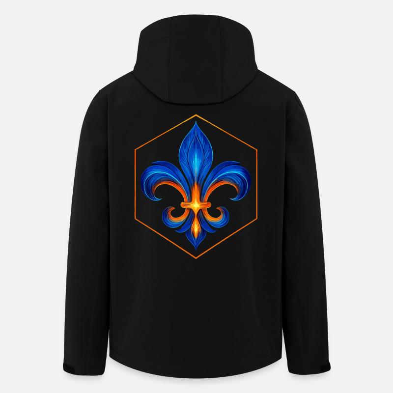 Fleur-de-Lys Flame Blue and Gold Glow - Men’s Recycled Softshell Jacket by Stanley/Stella - black
