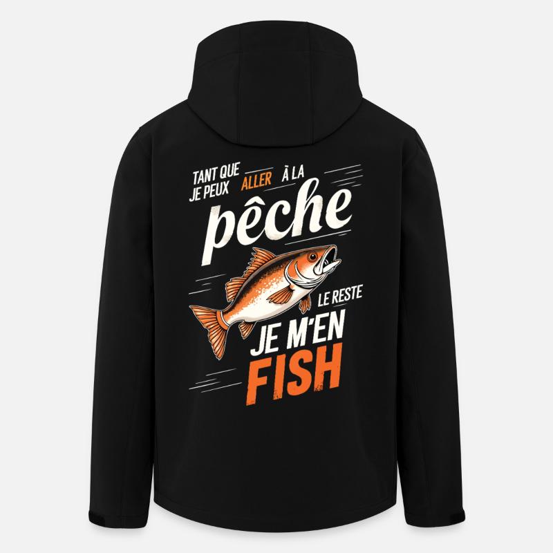 Tirage humoristique à la pêche - Veste softshell homme en polyester recyclé Stanley/Stella - noir